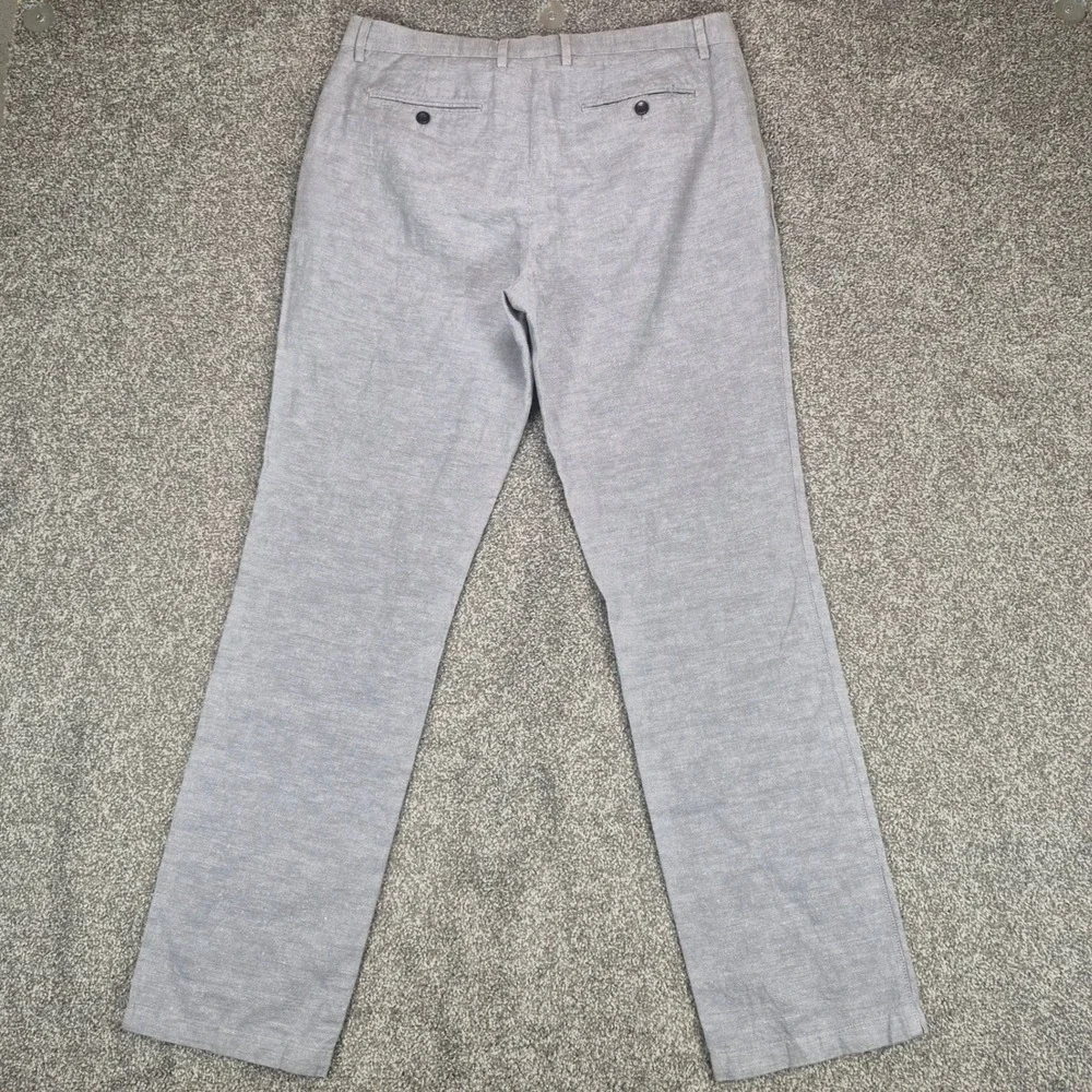 Banana Republic Kentfield Pant Men 34x34 Gray Linen Cotton Blend